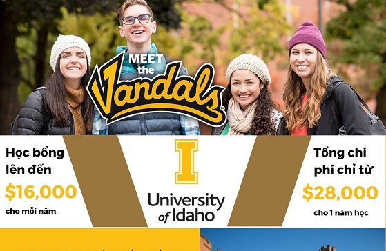 Học bổng lên tới $16,000 tại Đại học Idaho (Mỹ) 2025